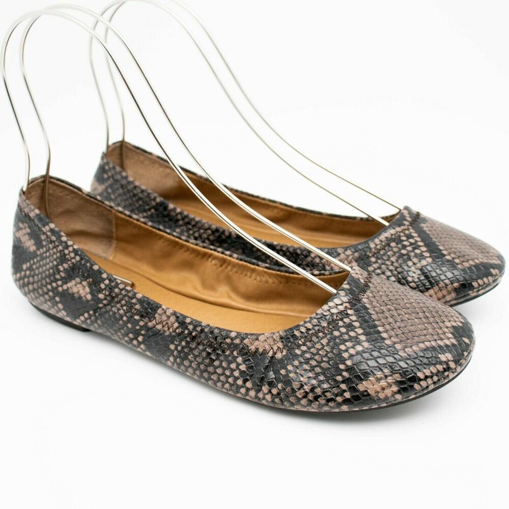 Lucky Brand Emmie Leather Snakeskin Print Ballet Flats SIZE 8.5